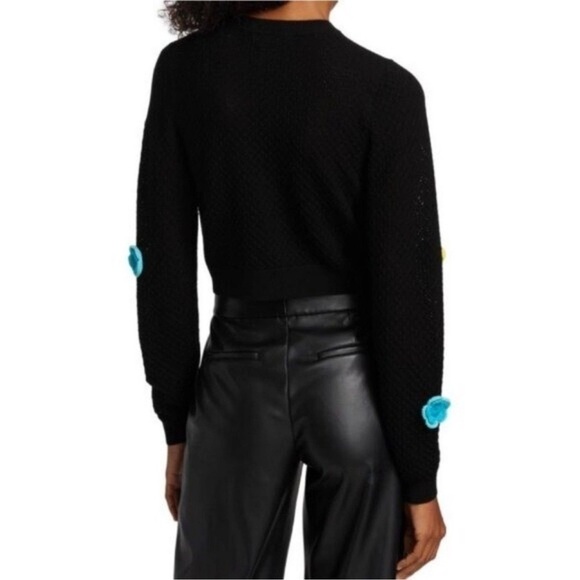 Alice + Olivia Selma Floral Colorful Crochet Pointelle Cardigan {$440} Buttons M - Picture 8 of 11